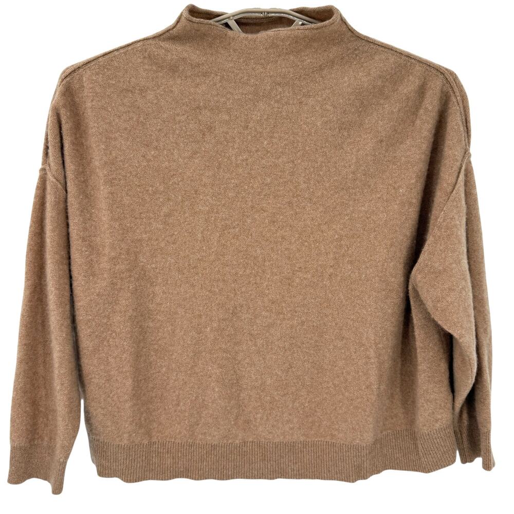 Cashmere Pilcro Anthropologie Alani Roll Neck Boxy Sweater Sand Plus Size 1X